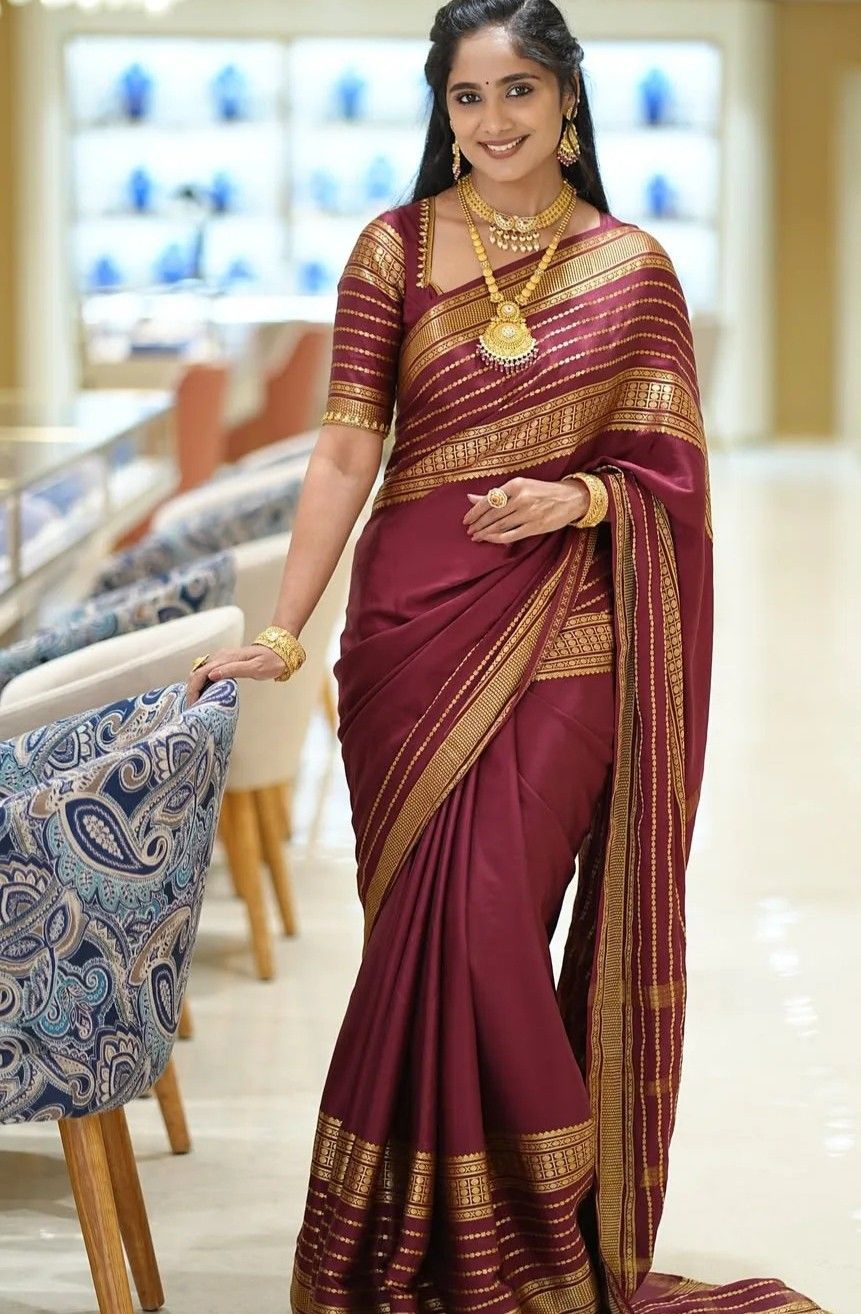 Mysore Crepe Gold Saree
